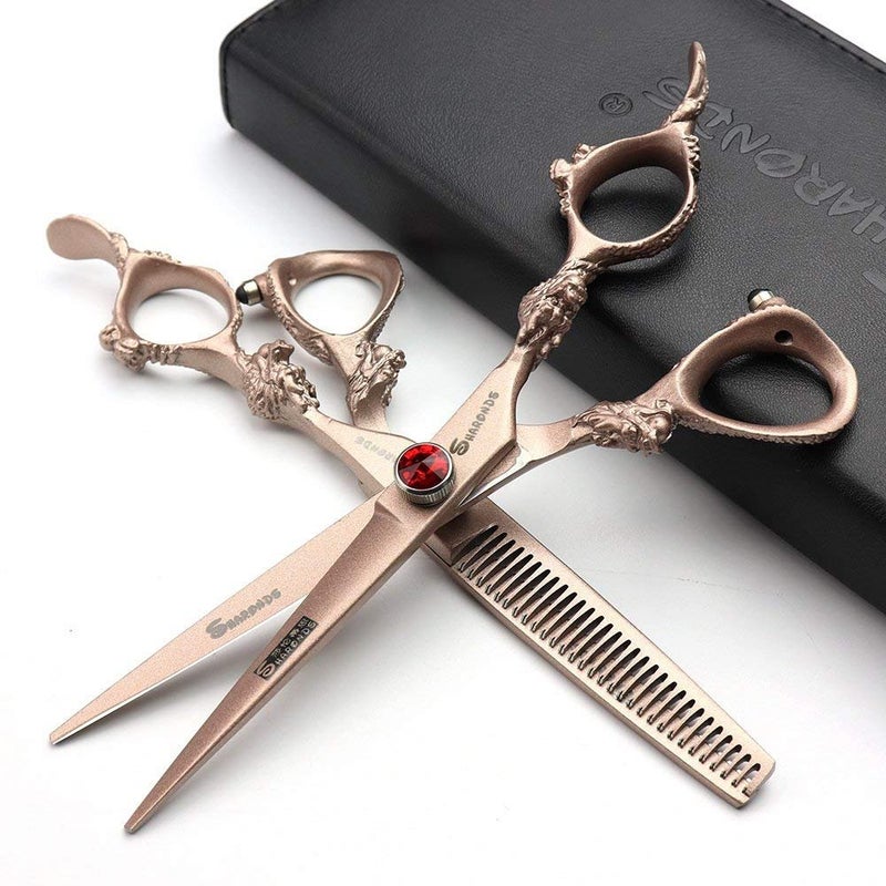 AXEMOORE 7/8/9 inch rose gold, silver 440c Japanese hair scissors salon hairdresser and thinning hairdresser (Rose Gold) - Image 1